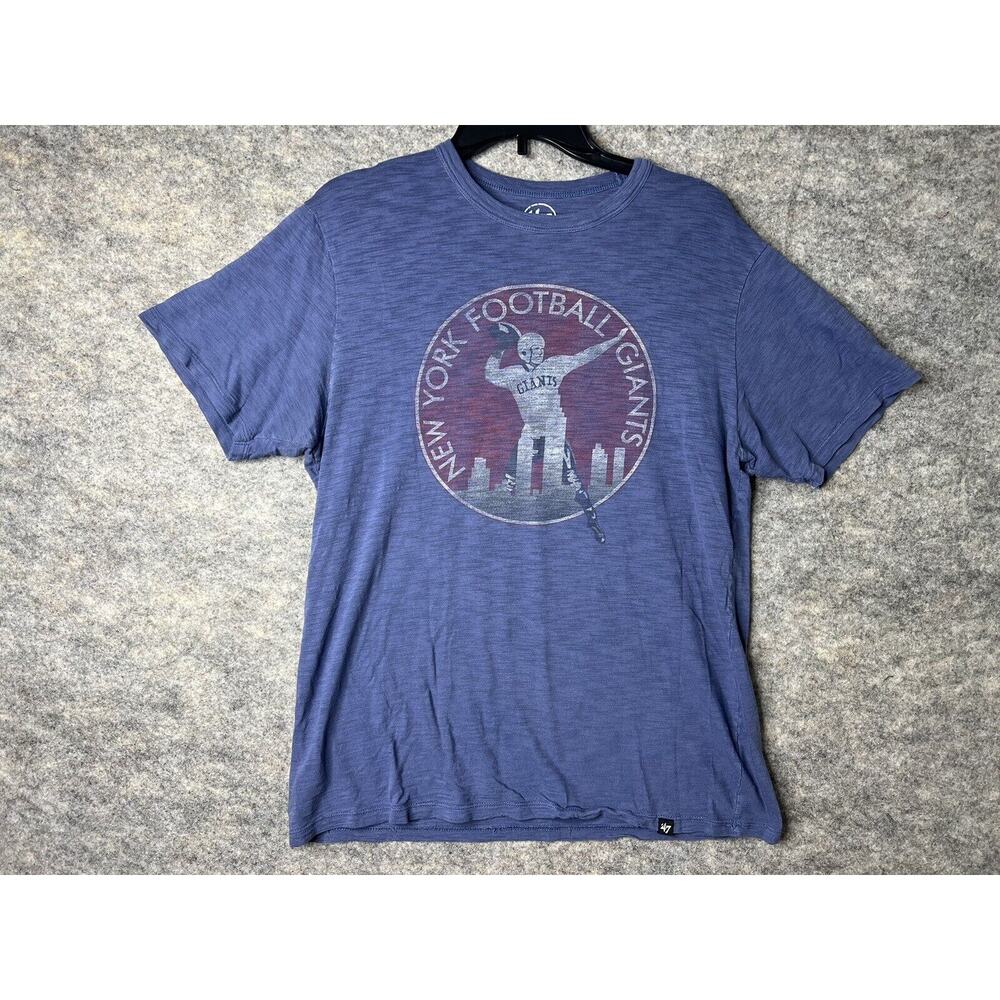 47 New York Giants Shirt Mens Medium Blue‎ Short Sleeve Authentic Soft Cotton